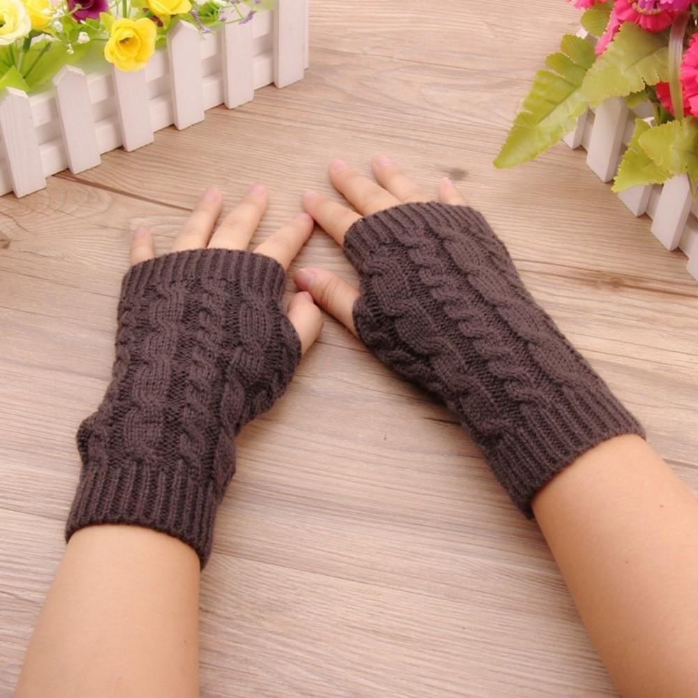 Solid Color Knitting Gloves Thicken Fingerless Glove Comfortable Women Gloves  Women