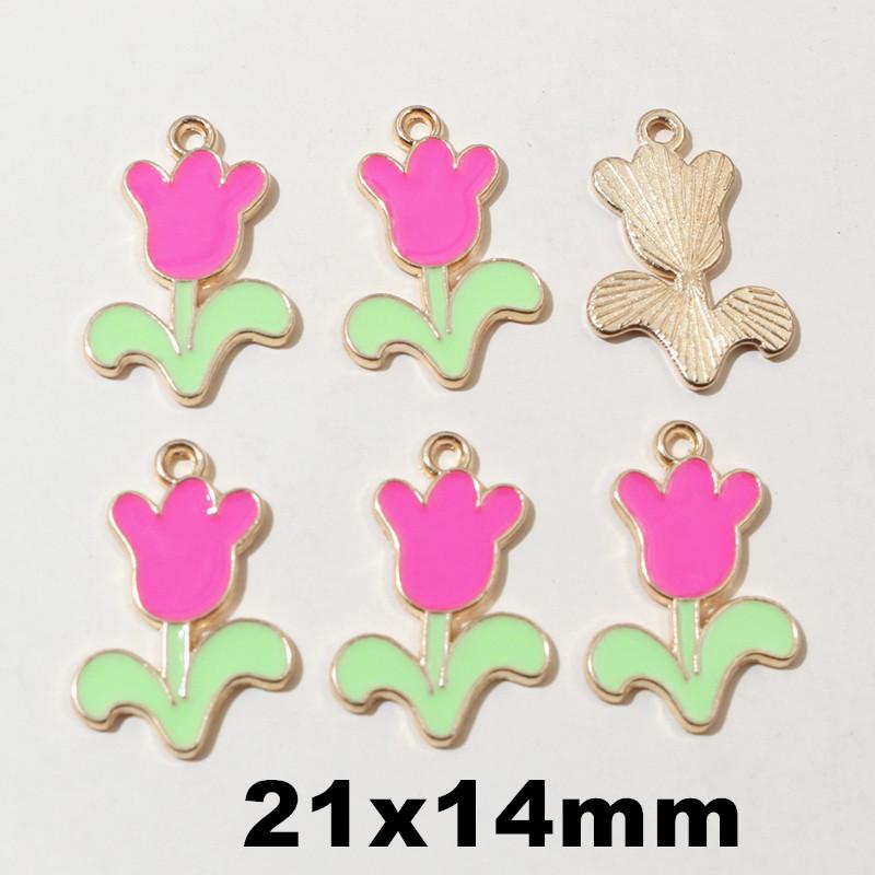 20pcs 17x14mm Flower Charms Pendant Enamel Alloy Small Cute Flower Charms DIY Jewelry Accessories Findings for Necklace Earrings