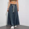 Elastic Waist Loose Large Skirt Denim Skirt Women's Casual Long Skirt