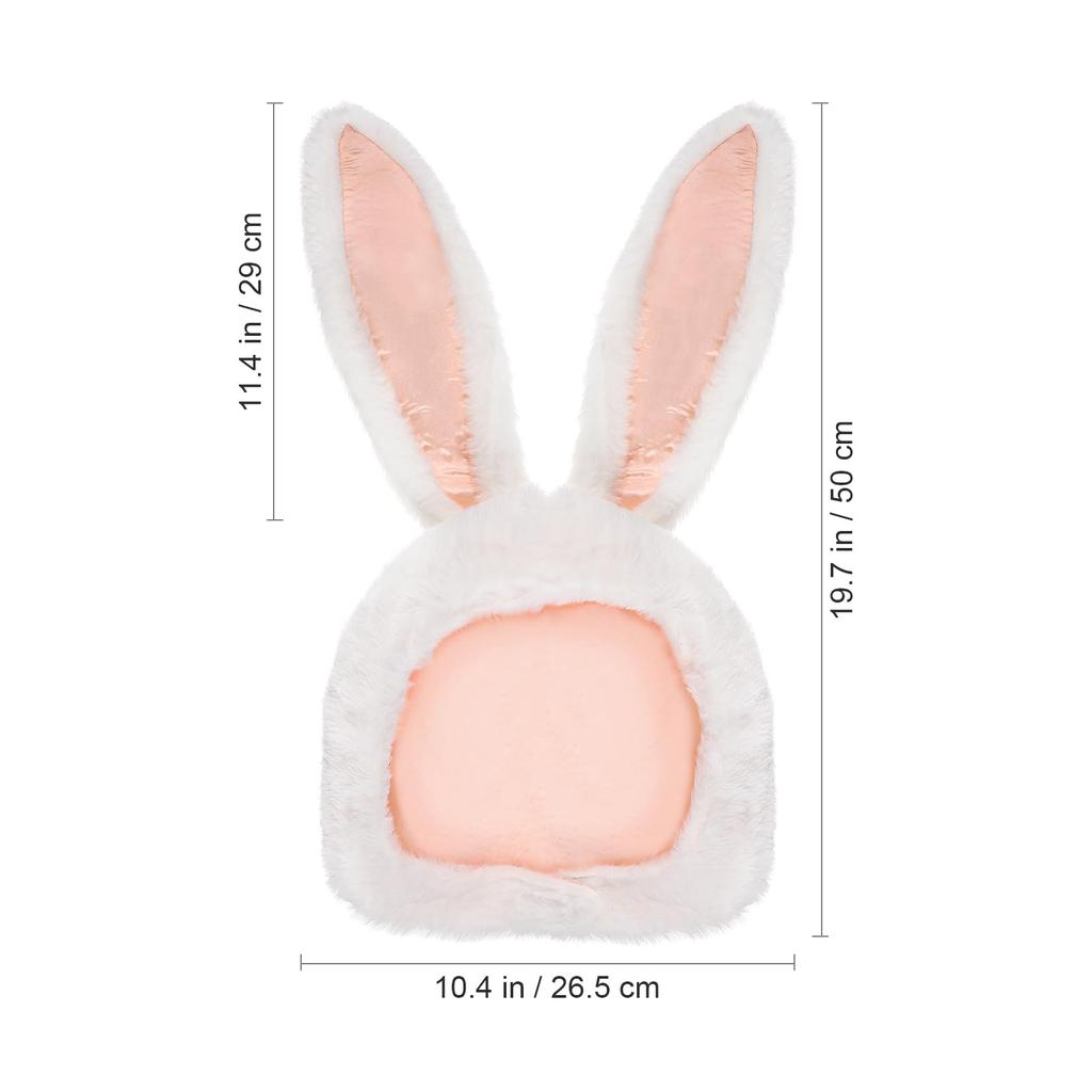 VANZACK Rabbit Headgear, Plush Bunny Hat, White, Fluffy, Cosplay Costume, Easter, Halloween, Parties, Events, Banquets, Entertainment, Photo Props,