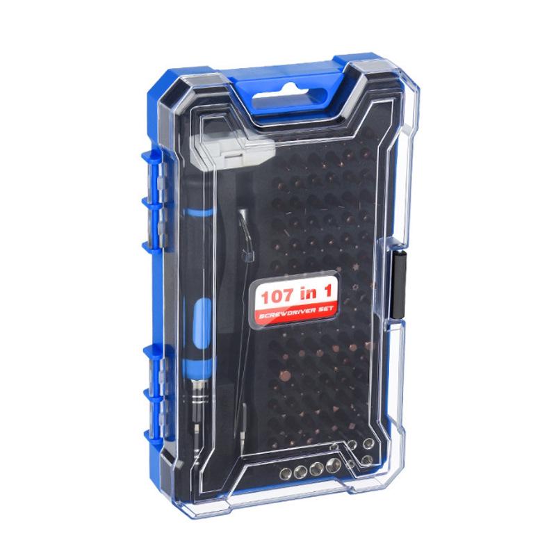 107-in-1 Precision Magnetic Screwdriver Set with Telescopic Rod for Phones, Electronics, Computers, and Glasses - Multi-functional Repair Kit 107-in-1 Precision Set - Blue