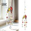 Bunte lichtfangende Dekoration Kardinäle Kunstkristalle Sonnenfänger, Hängender Sonnenfänger für Fenster, Vogel Windspiel Glas Terrassen-Windspiel mit Kette,