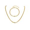 Vnox 2pcs/set Round Single Cubic Zirconia Necklace Bracelet For Women Stainless Steel Square Chain Trendy Jewelry Gifts