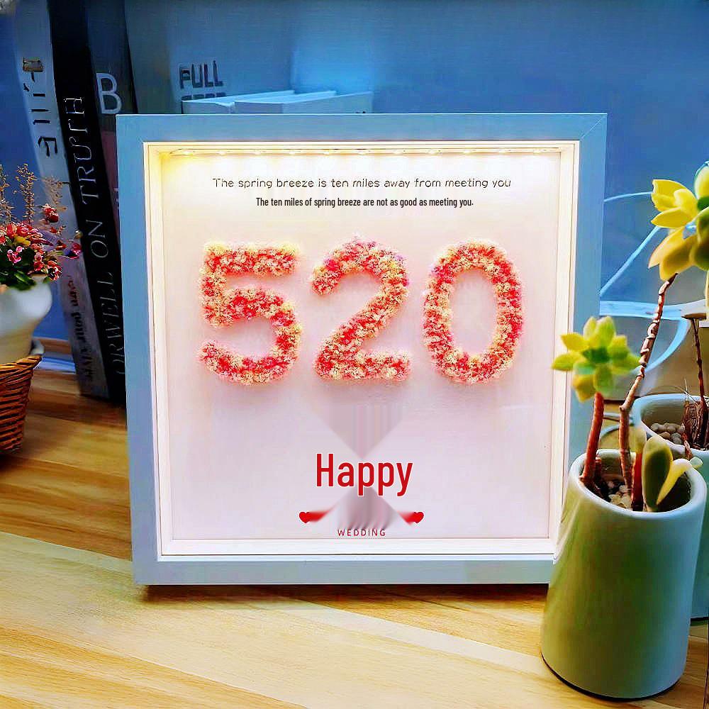Gypsophila Dried Flower Handmade Wooden Photo Frame