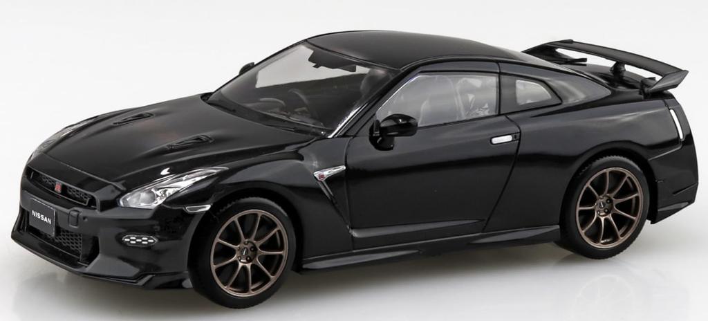 Aoshima Bunka Kyozai Rakupla Snap Kit Nissan R35 NISSAN 2024 Meteor Flake Black Pearl Plastic Model 1/32 No.03-MB GT-R (Car)