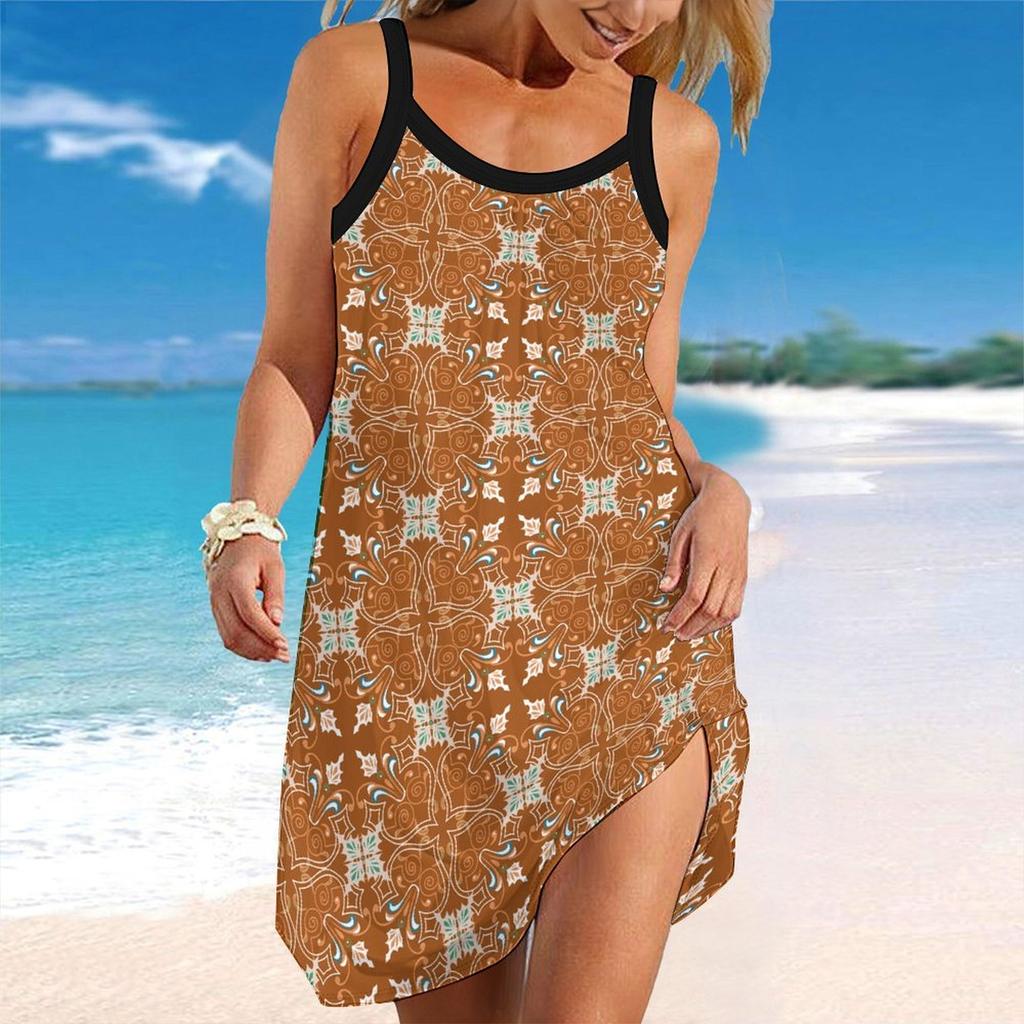 Women's Beach Dress Mini Dress Rainbow Wave Print Casual Modern Dress Sleeveless Loose Fit Outdoor Daily Summer