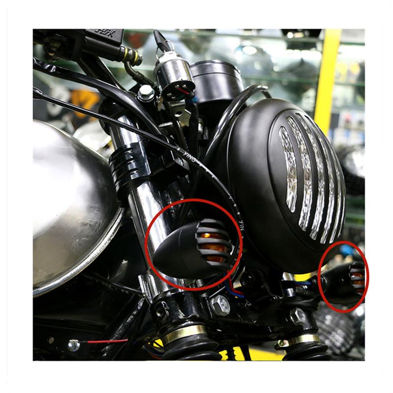 2/4 PCS Motorcycle Plastic Retro Grill Bullet Flasher Amber Turn Signal Indicator Light Lamp For Kawasaki Harley Honda Suzuki