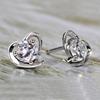 Heart stud earrings, women's fashion soft heart-shaped silver-plated stud earrings, accessories