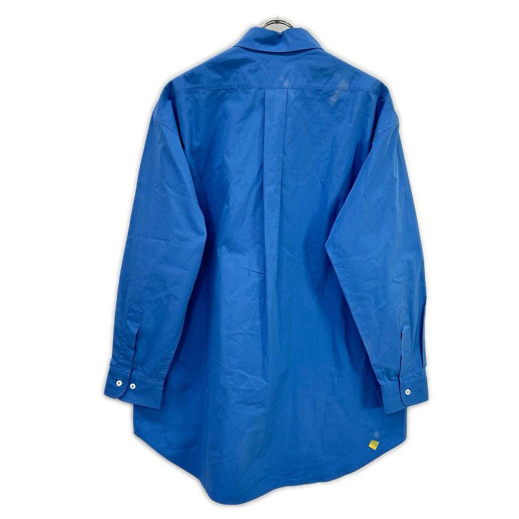 MIUMIU 22SS MK1626 Logo Embroidered Oversized Poplin Long-Sleeve Shirt Tops 40 blueUsed