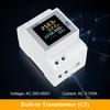 6 in 1 Digital Single Phase Energy Meter Tester Din Rail AC Monitor Voltage Current Power Factor Active KWH 100A Electricity Usage Monitor