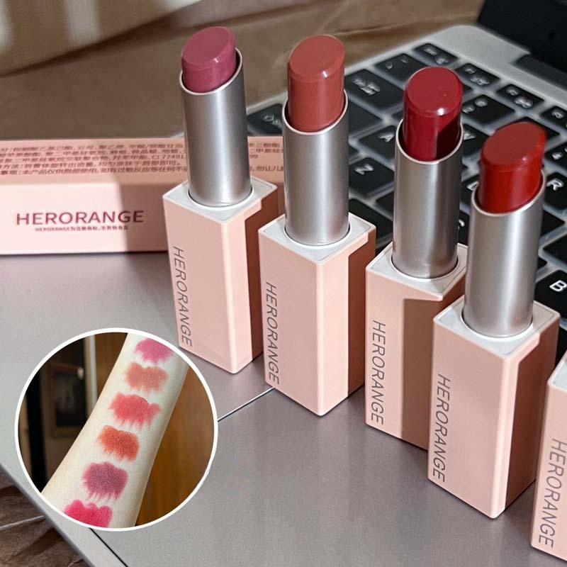 HER ORANGE~Powder Mist Magnet Buckle Lipstick Whitening Matte Long Lasting Lip Glaze for Women