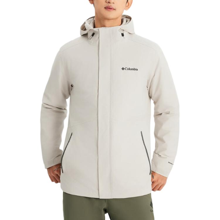 Columbia Cam Heights 2 Solid Logo Hooded Down Inner Layer 3 In 1 Waterproof Windproof Warm Jacket Unisex jackets Off-White XE1504-278