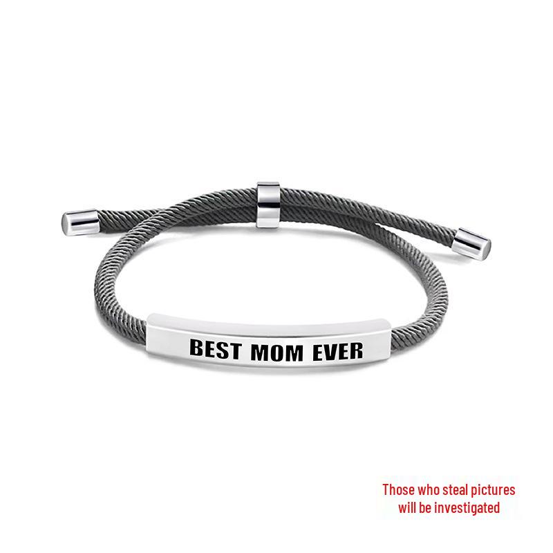 Multi-color Woven Rope Bracelet with Engraved Stainless Steel for Mother's Day or Christmas Gift