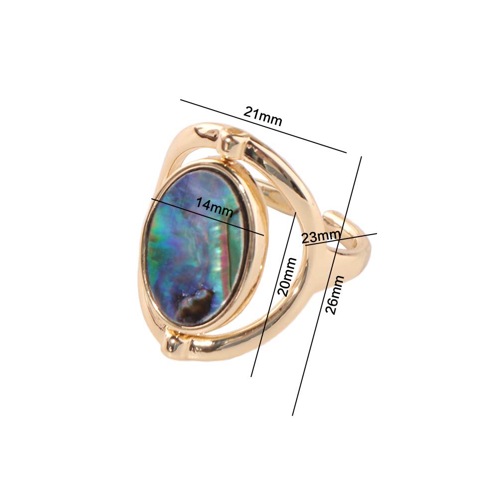 Finger Jewelry Flippable Rings Stainless Steel Rotatable Opal Rings Geometric Oval Rings  Women