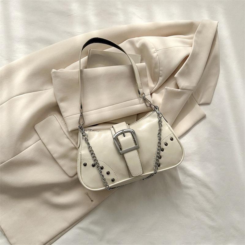 Chic Pu Leather Shoulder Bag For Women Trendy Street Style Chain Strap Hobo Bag