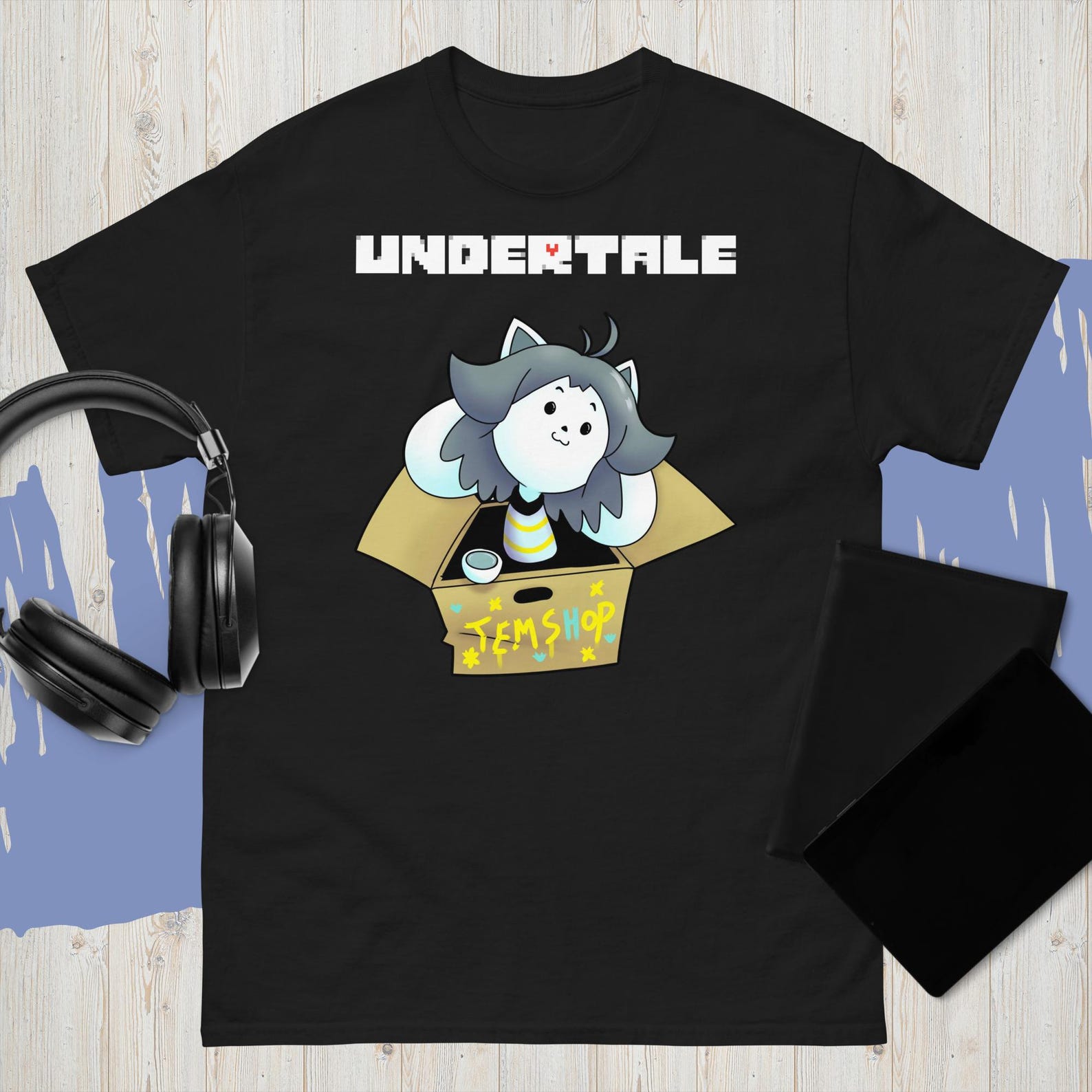 Temmie Tem Shop Undertale Black T-Shirt Video Game Vintage Black Usa Size S