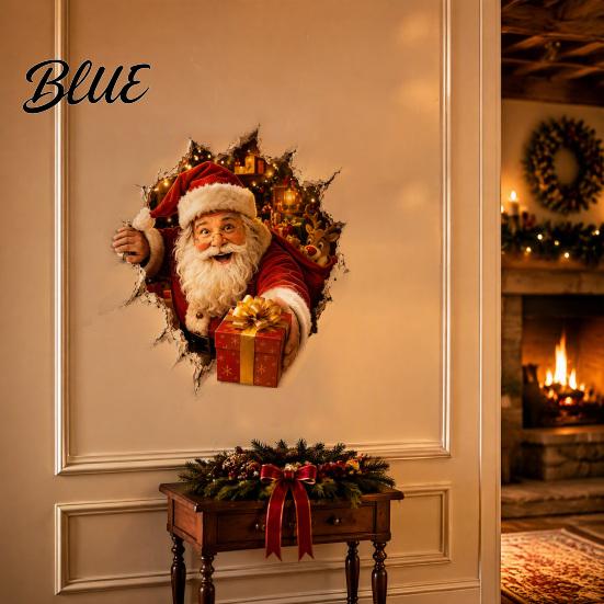 Glass Door Stickers Christmas Break-In 3D Wall Decal Santa Claus/Deer/Snowman/Elf/Dog/Nutcracker/Gingerbread Man Patterns Window Decorative