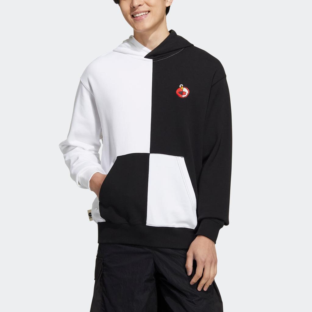 Adidas Neo X Sesame Street Joint Edition FW22 Unisex Hoodie With Logo Patchwork Design Unisex Hoodie Black White HM9939