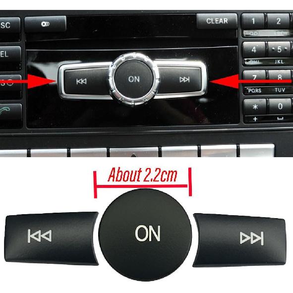 Black Car Radio Volume Forward Backward ON Buttons Cover Stickers Trim Compatible with Mercedes Benz A CLAS W176 B Class W246/C Class W204/ E Class