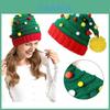 Stylish Green Christmas Tree Knitted Hat For Adults And Seniors With Pom-pom Design