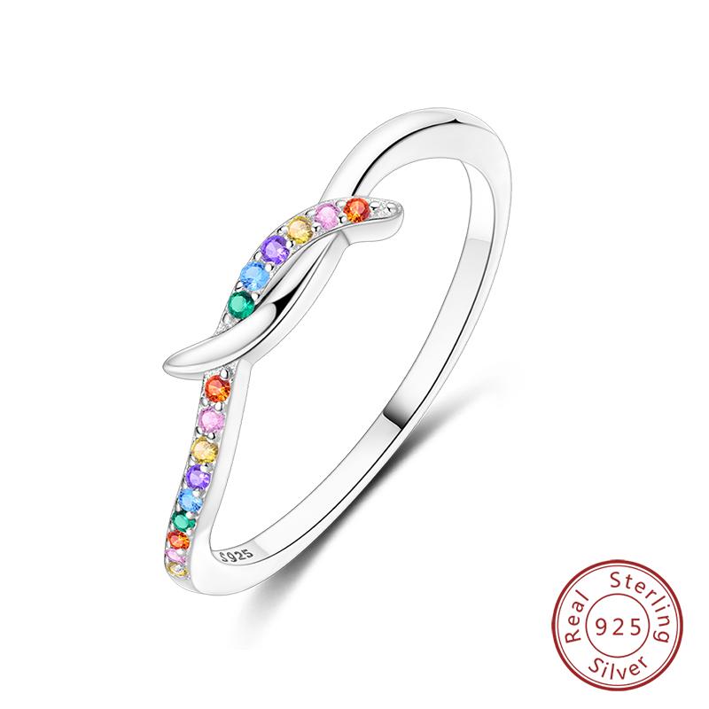 Rings For Women 925 Silver Heart Shaped Cross Crown Rings Sparkling Colorful Zircon Wedding Engagement Jewelry Gifts