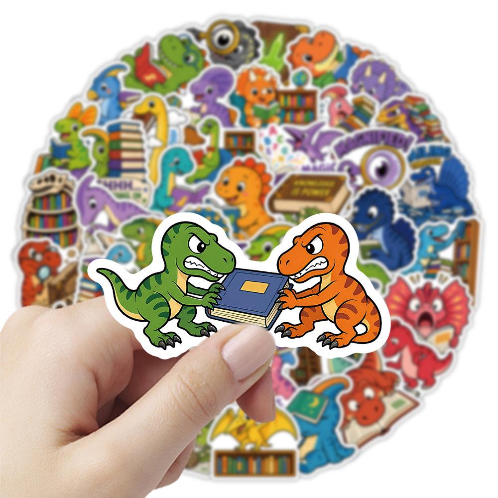 10/30/50pcs Cute Funny Dinosaur Reading Stickers Kawaii Animal Cartoon Decals DIY Scrapbook Phone Case Luggage Sticker