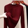 Silk Warm Fleece Heating and Thermal Underwear Women's Inner Fleece Autumn Clothes Single-piece Top Wool Bottoming Shirt Winter