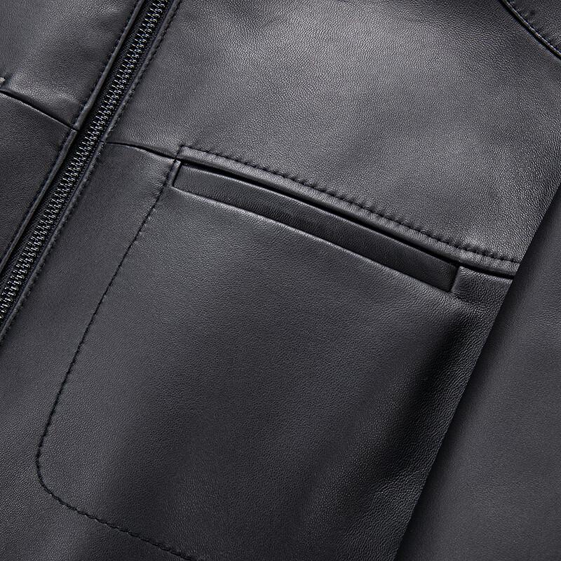 FAPAI Men's Stand-Collar Genuine Leather Jacket