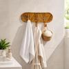 Eco Decx Handcrafted Rattan Wall Hooks, Wooden Key Holder & Coat Hanger Rack for Entryway, Bags, Towels & Home Decor 41  x  10  x  20 cm