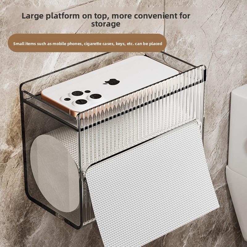 Storage Box, Wall-mounted Toilet Paper Box, Bathroom Tissue Box, Transparent Toilet Paper Box, Toilet Paper Box