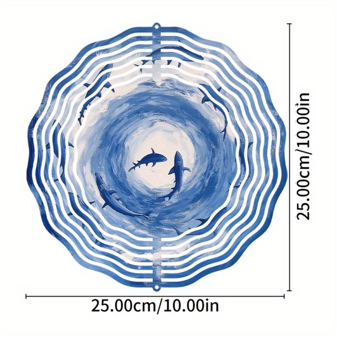 

1 шт. Металлический колокольчик ветра на морскую тематику с вращающимся на 360° дизайном акулы и волны, художественный декор для сада, патио, балкона 01A