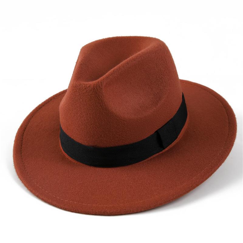 Autumn and winter woolen hat Shanghai beach retro black woolen hat gentleman's hat top hat British jazz hat