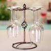 Bronze Metal Home Wine Glass Set with 6 Crystal Stem Wine Glasses Wine Decanter Upside Down Cup Holder