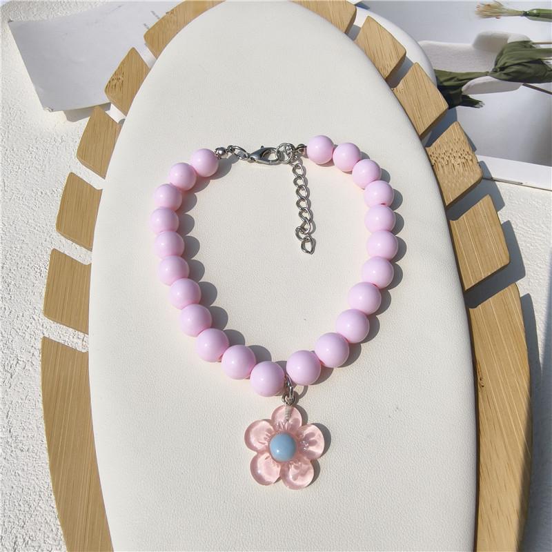 Macaron color matching pet necklace cat dog necklace Hyunya flower pendant small dog kitten collar neck jewelry