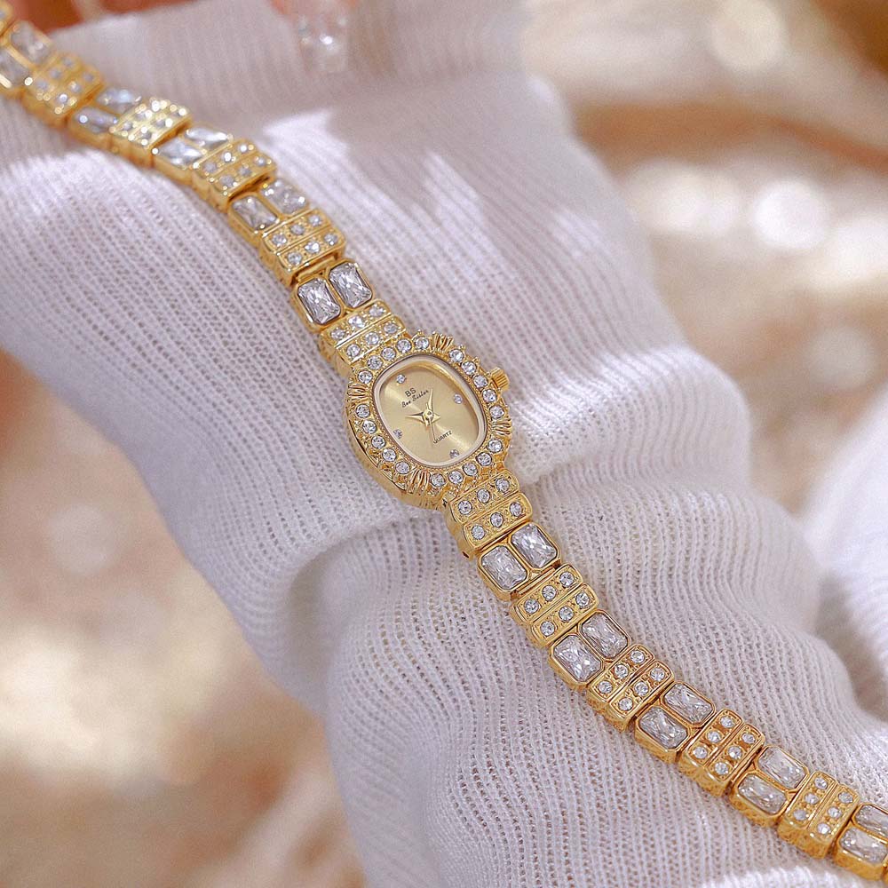 New Women's Watches  Luxury Elegant Ladies Wrist Watch Colorful Rhinestone Quartz Wristwatch Vintage Dress Gift Small Clock