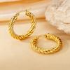Classic Fashion Round Stainless Steel Twist Hoop Earrings For Women 4.5mm Thick Ear Buckle Gold Silver Color Earrings Jewelry