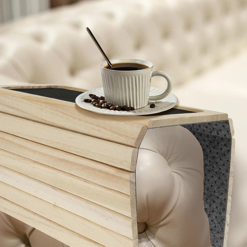 Faltbares Holz Sofa Armablage Wasserdichter Tisch Rutschfester Armlehnen-Organizer Getränkehalter Untersetzer Wohnzimmer Sofa Seite Aufbewahrungstablett