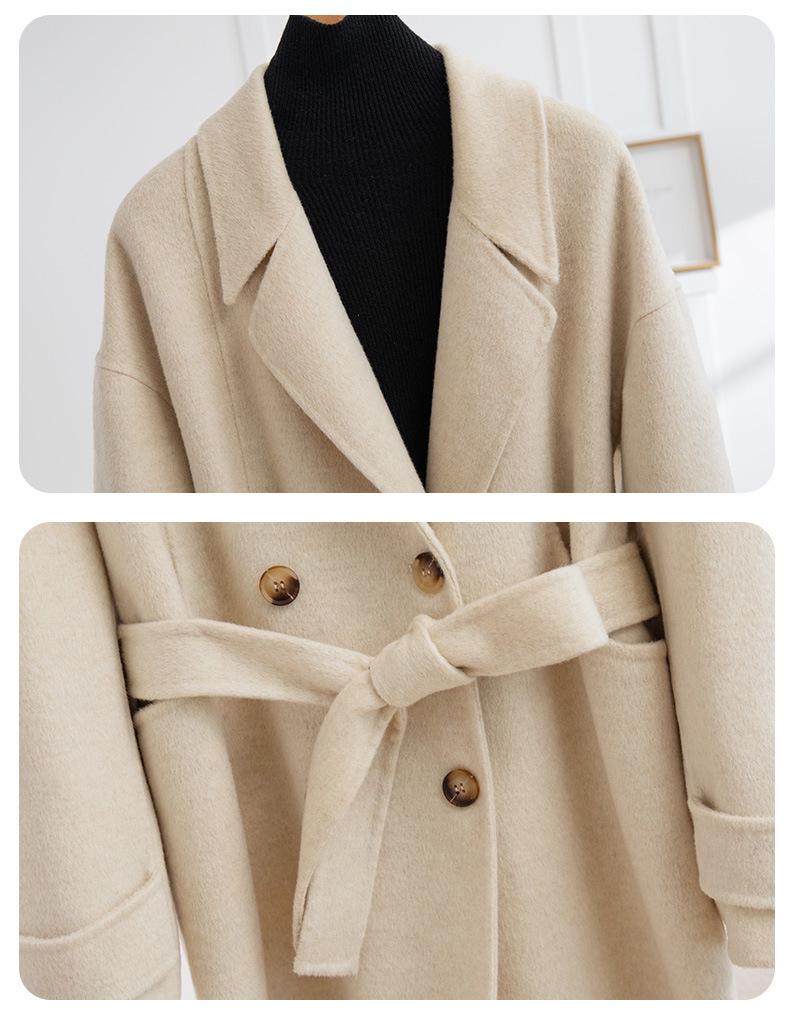 Double-Faced Wool Hepburn-Style Coat, Long, Slim Fit, 2025 Collection, Women's Fashion.