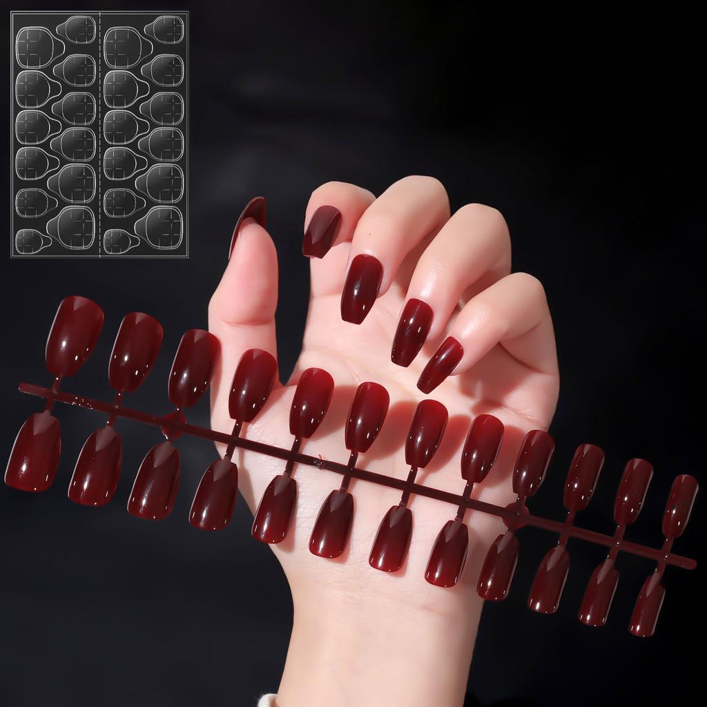 YIKOOLIN Variety Fluorescent Nail Art Tips Glow-In-Dark Luminous Fake Nails Ballet Press On Nails Set Detachable  Fingersnails