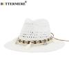 Khaki Womens Summer Hat Panama Sun Hat Hand Knitting Straw Hat Ladies Beach Sombrero Outdoor Male Female Fedora Fashion White