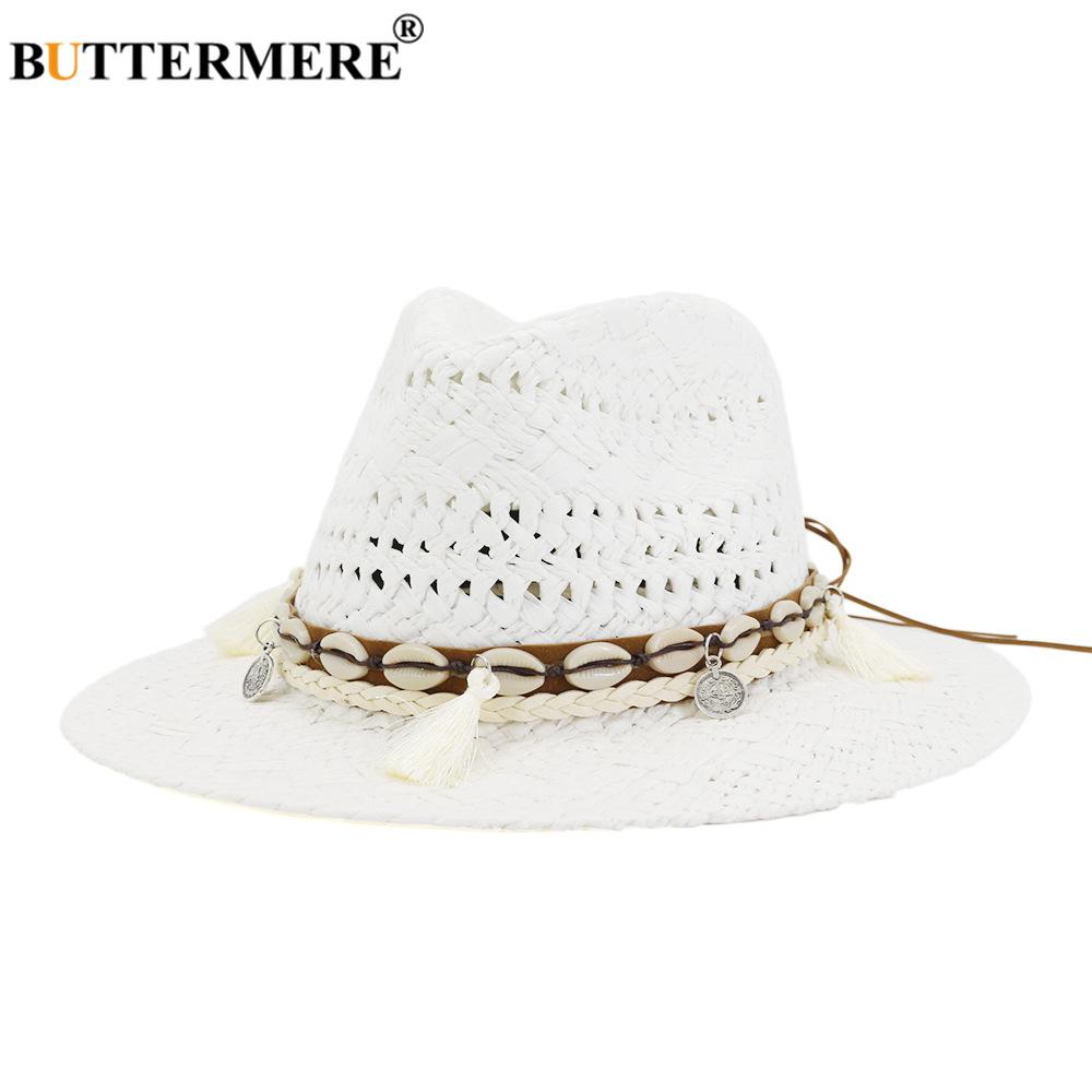 Khaki Womens Summer Hat Panama Sun Hat Hand Knitting Straw Hat Ladies Beach Sombrero Outdoor Male Female Fedora Fashion White