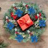 5pcs/lot Christmas Poinsettia Glitter Flowers with Clips Christmas Tree Ornaments Decor for Home Decor New Year Xmas Gifts