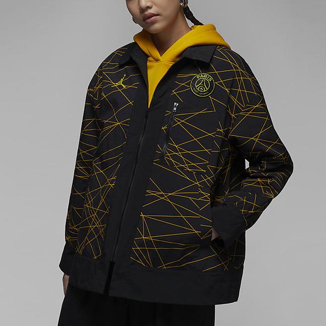 Air Jordan X Paris Saint-Germain Anthem Jacket Black/Tour Yellow Women Outerwear DV2987-010