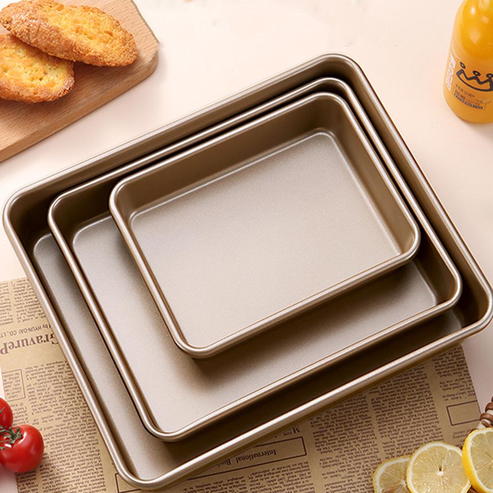 Gold 1pcs Baking Tray Roasting Pan Convenient Heat Conduction Oil Saving Premium Carbon Steel Safe Square Cake Tin