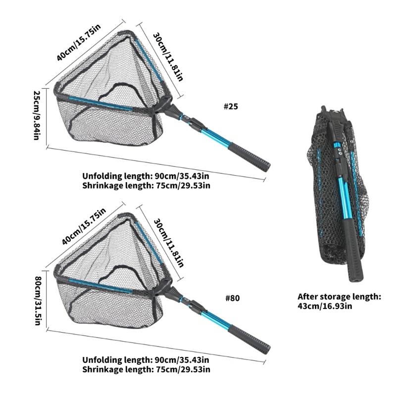 Aluminum Poles Fishing Landing Net Fishing Net Portable for Adult Unisex Foldable Landing Net with Comfortable Handle