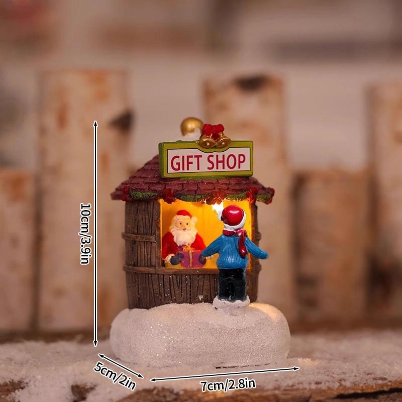 Christmas Home Decoration Xmas Desk Accessories House Micro Landscape Santa Claus Figure Christmas Gift for Women Girls