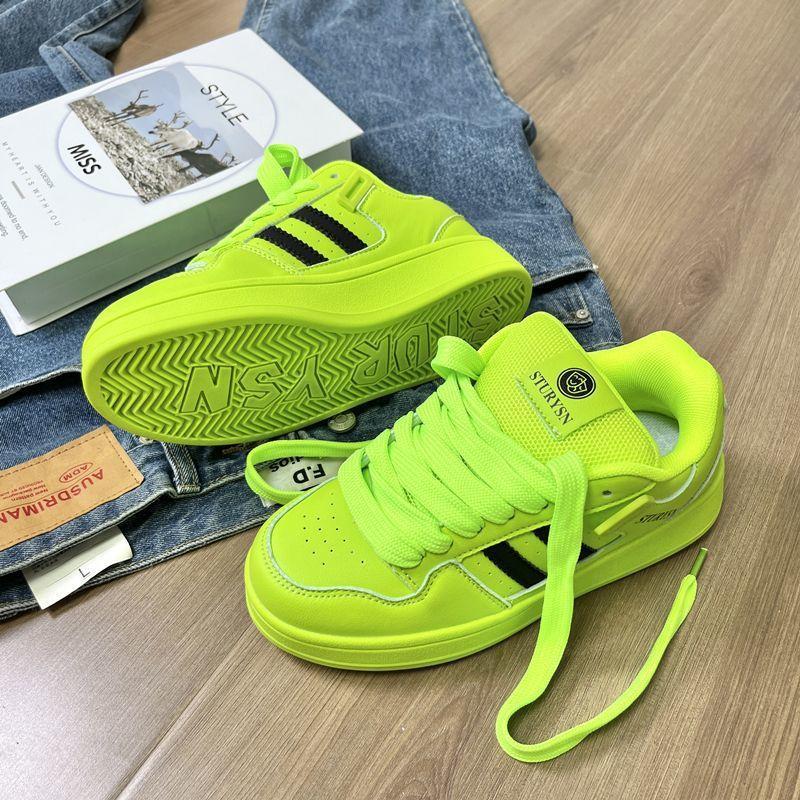 Niche Fluorescent Green Bread Shoes Women Ins Tide 2025 Summer Factory Versatile Student Leisure Sports Board Shoes