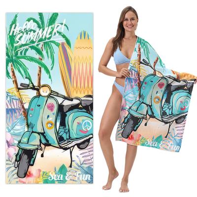 Micro-fiber Fine Woven Terry Cloth Beach Towel Absorbent Beach Towel Digital Printed Towel