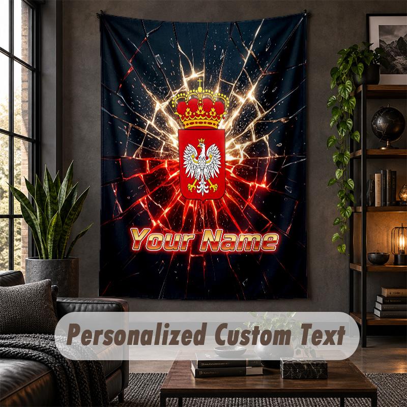 Wall Tapestry Poland Football Print Custom Name Text Wall Hanging Home Decor