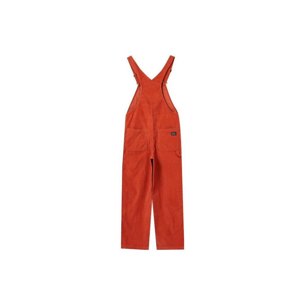 Levis SS23 Skate Series Solid Color Washed Distressed Overalls Men Overalls Orange A2092-0002